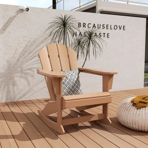 Miniatura 52 de WO Home Furniture Silla Mecedora de Patio al Aire Libre Tradicional HDPE Resistente a los Rayos UV (Negro)