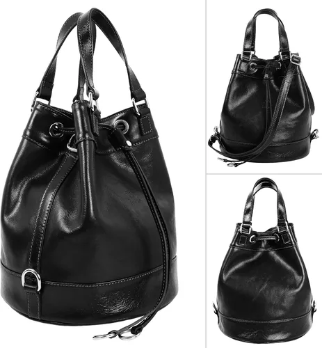 Miniatura 3 de Time Resistance Bolso cubo de cuero de grano completo de cuero real para mujer