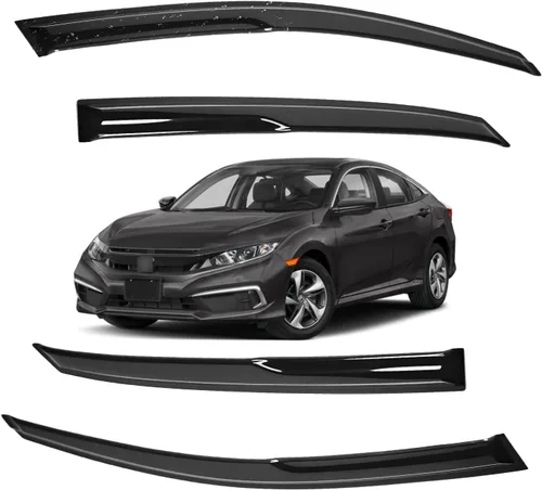 Miniatura 126 de Viseras para ventanas para Mazda 3 Sedán 4 puertas 2004 2005 2006 2007 2008 2009 estilo JDM Mugen, deflector de viento, protector solar y de lluvia