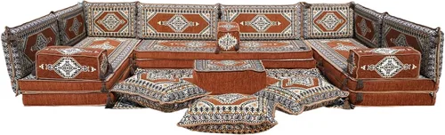 Miniatura 41 de arabicsofa Cojines de piso árabe en forma de U – Sofá tradicional Majlis con sofá otomano