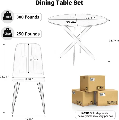 Miniatura 3 de RGZ Juego de mesa de comedor redonda negra de mediados de siglo para 2, mesa de cocina pequeña de madera circular de 36 pulgadas y 2 sillas