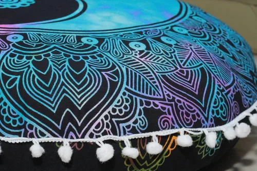 Miniatura 8 de CRAFT KALA Funda de almohada redonda de 22 pulgadas, diseño de mandala bohemio, para meditación, sala de estar, sala de yoga, hogar, dormitorio