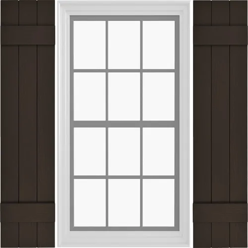 Miniatura 13 de Persianas de Vinilo Board & Batten (1 Par) 11"x31" (3-Tableros) - Negro Cosmos/Pintable Persianas Exteriores para Ventanas Incluye Herrajes