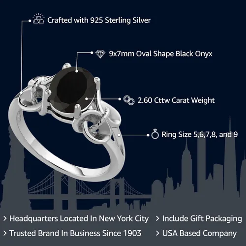 Miniatura 110 de Gem Stone King Anillo de compromiso ovalado con piedra natal para mujer, plata de ley 925, ovalado de 0.354 x 0.276 in, anillo de compromiso