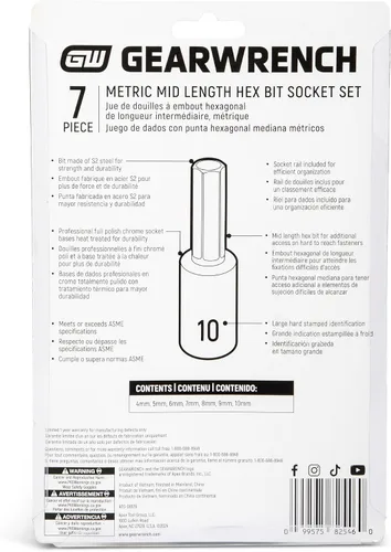 Miniatura 3 de GEARWRENCH 7 Pc. Juego de llaves de vaso hexagonal de longitud media de 3/8 pulgadas, métricas - 82546