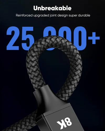 Miniatura 8 de Capshi Cable HDMI 2.1 de 2 pies 8K 4K a 120Hz, cable de alta velocidad de 48 Gbps para PS5/4, TV, consola de juegos, monitor, 8K @60Hz, 2K @240Hz