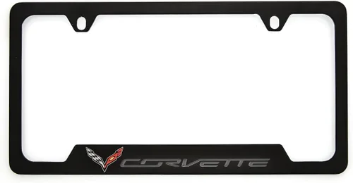 Miniatura 4 de Chevrolet Corvette C7 Logo & Wordmark, marco de placa negro de 2 agujeros