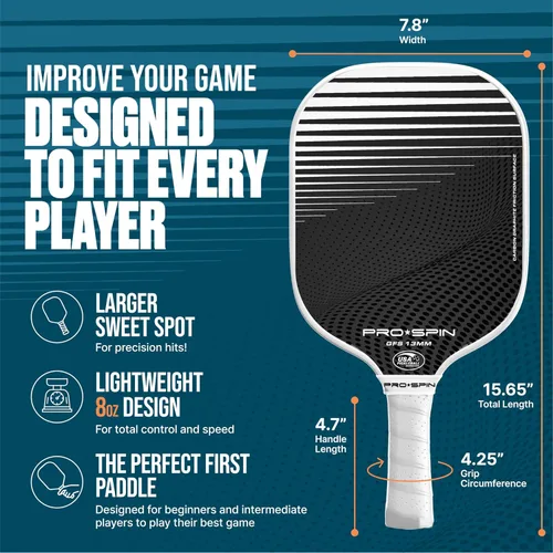 Miniatura 4 de PRO-SPIN Paletas de pickleball de fibra de carbono, juego de 2 con bolas para interiores y exteriores, bolsa o 1 paquete con cubierta, regalo Set