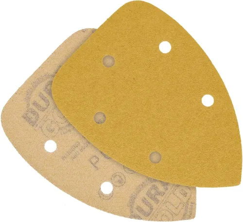 Miniatura 3 de Dura-Gold Hojas de lija de papel de lija prémium con detalle de ratón, grano 60 (caja de 24), discos triangulares de 5 agujeros con gancho y bucle