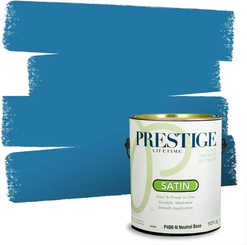 Miniatura 136 de Prestige Paints. - Base y pintura para exteriores en un solo galón, 1 galón. plano, comparable con Sherwin Williams Topsail. SW6799-PCM