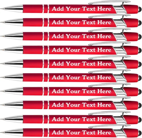 Miniatura 21 de Bolígrafos personalizados a granel grabados personalizados con punta de lápiz capacitivo, bolígrafos personalizados de tinta negra, regalos
