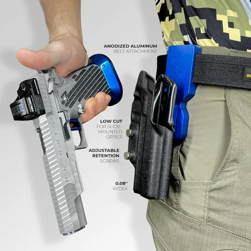 Miniatura 8 de Funda de competición profesional resistente para marco de polímero Walther PPQ Q5, PPQ M2 de 5 pulgadas Rojo / fibra de carbono