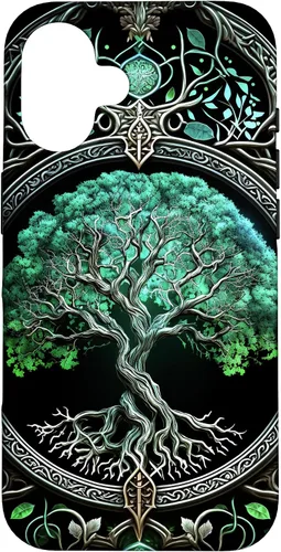 Miniatura 31 de Funda para iPhone 11 Pro Max Tree Of Life Yoga espiritual celta vikinga, verde y negro