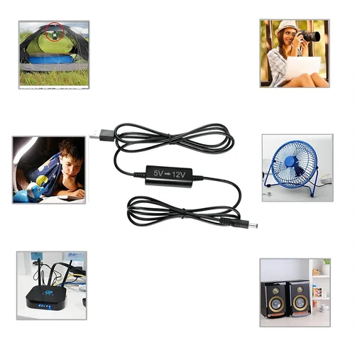 Miniatura 3 de USB 5V a 12V DC - Cable convertidor de voltaje (12 voltios 1.2 amperios máximo), cable adaptador USB-A de 5 V a 12 V con conector de CC de 5.5 x 2.1