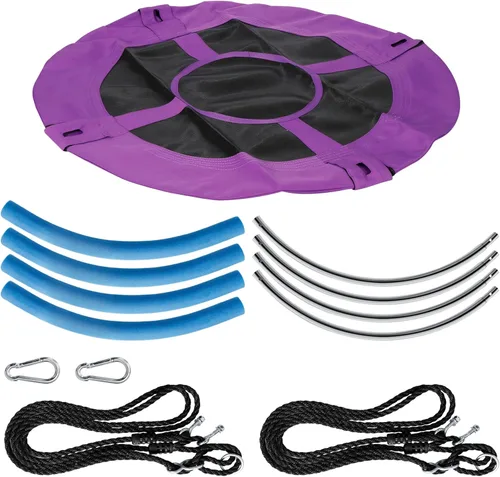 Miniatura 7 de ZENY Juego de columpio de 40 pulgadas para patio de recreo, plataforma redonda para interiores y exteriores, plataforma de columpio para niños, tela