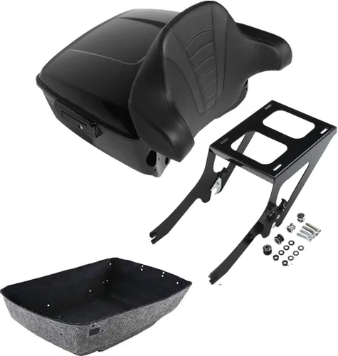 Miniatura 5 de TCMT King - Caja envolvente para maletero de motocicleta, montaje en el respaldo, portaequipajes, luz trasera, altavoces traseros aptos para Harley