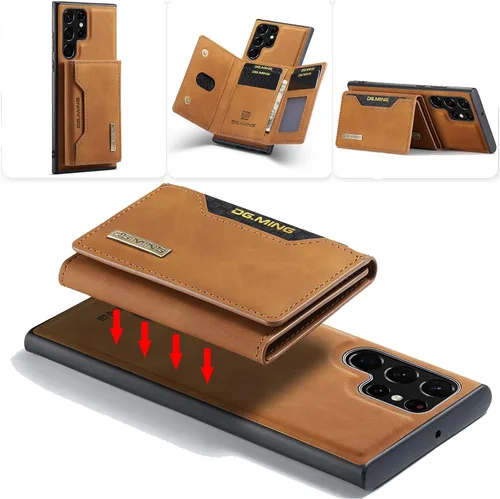 Miniatura 11 de Funda de cuero para Samsung Galaxy S22 Ultra 2 en 1 Funda magnética desmontable de protección trasera Funda delgada para teléfono con tarjetero Café