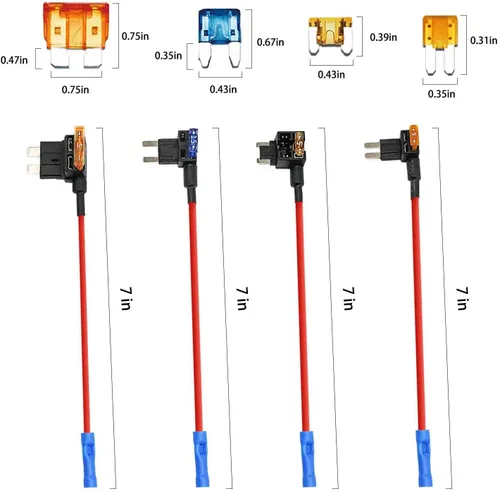 Miniatura 5 de Paquete de 12 adaptadores de fusible para añadir un circuito – Adaptador de fusible de 12 V para automóvil – Mini conector de fusibles automotriz