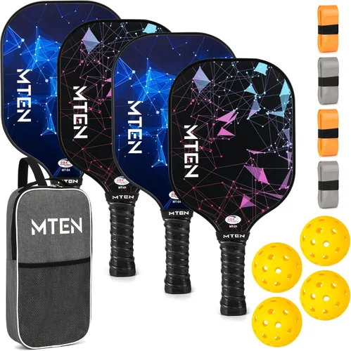 Miniatura 9 de Pickleball Paddles Set of 2 or 4, or Single Paddle – USAPA Approved Fiberglass Surface Pickleball Rackets Set for Men & Women Negro y azul*4