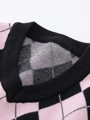 Miniatura 4 de Floerns Suéter sin mangas con estampado de corazón para niñas, cuello en V, camiseta sin mangas