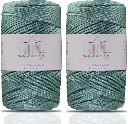 Miniatura 18 de Makromecity, 2 carretes de cordón de macramé de poliéster de 2 mm x 250 yardas (750 pies) de 2 mm de cordón de polipropileno para macramé, ideal