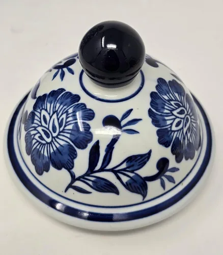 Miniatura 2 de Jarrón de jengibre con templo floral de porcelana azul y blanca de 12.5 pulgadas, estilo chino Qing (azul)