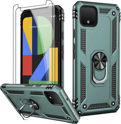 Miniatura 48 de LUMARKE Funda para Google Pixel 5 con protector de pantalla, pasa 16 pies, probada en caídas, grado militar, con soporte de anillo magnético, Rojo