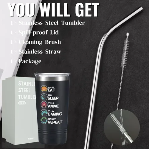Miniatura 6 de Onebttl Regalos de anime para hombres, mujeres, niños - Vasos de acero inoxidable con pared doble aislados al vacío de 20 oz/590 ml - Regalos