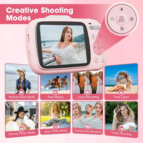 Miniatura 4 de Cámara digital, cámara de vlogging 5K para fotografía, cámara digital de punto y disparo con enfoque automático de 80MP para principiantes
