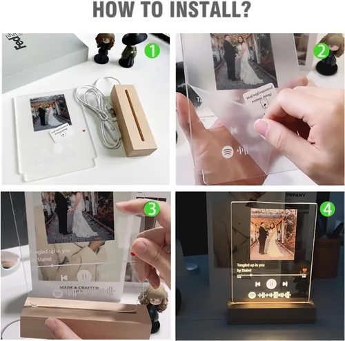 Miniatura 8 de Luz nocturna personalizada, marco de fotos acrílico en 3D, marco de fotos, aniversario, boda, Navidad, regalos de cumpleaños para él y su esposa