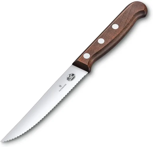 Miniatura 7 de Victorinox Juego de cuchillos de madera de 2 piezas de 4.75 pulgadas, hoja de punta de lanza dentada, asas de madera