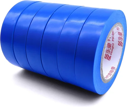 Maveek Cinta aislante eléctrica, cintas eléctricas de vinilo de PVC con adhesivo a base de goma, resistente al calor, ignífugo, impermeable (6 Azul