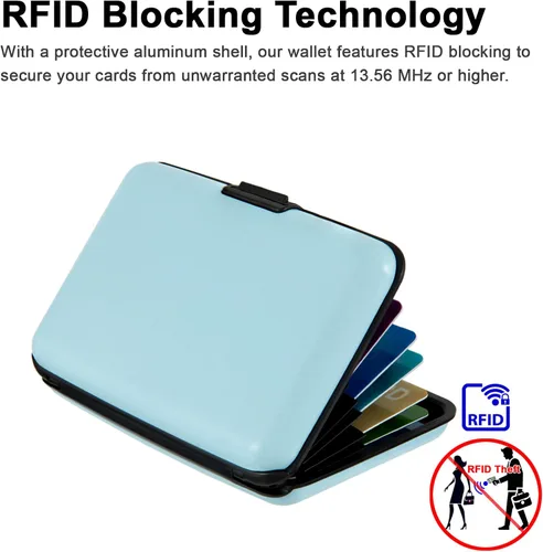 Miniatura 64 de Soporte para tarjetas de crédito, cartera metálica con bloqueo RFID para tarjetas de identificación para mujeres y hombres, funda rígida de aluminio