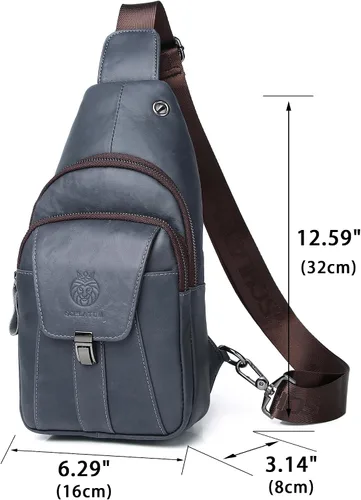 Miniatura 34 de LUKZIJAES Bolso bandolera de cuero genuino para hombre