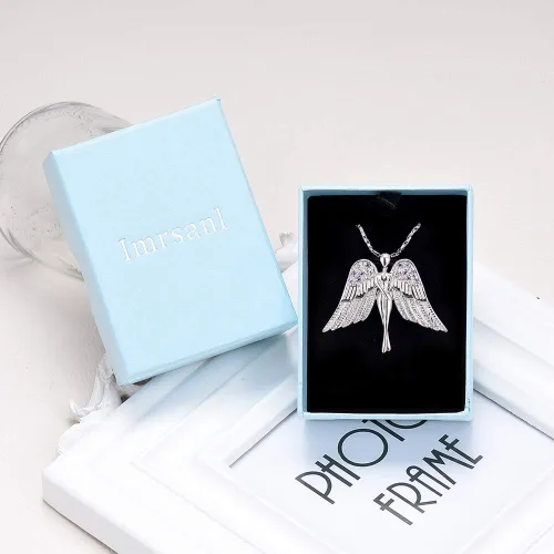 Miniatura 7 de Imrsanl Joyería de cremación con dije de ángel para dama, medallón conmemorativo de ceniza, collar de urna para cenizas, alas, joyería de recuerdo