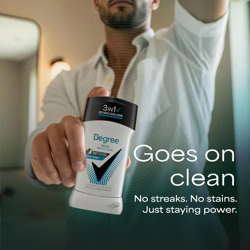 Miniatura 5 de Degree Men Desodorante antitranspirante, paquete de 4 unidades Cool Rush 72 horas de protección contra el sudor, el olor y las manchas, 2.6 oz