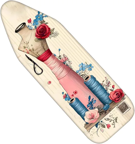 Nuxovilar Maniquí de Costura Vintage y Funda para Tabla de Planchar con Patrón Floral, 15×54 pulgadas, Se Adapta a la mayoría de Tablas Estándar,