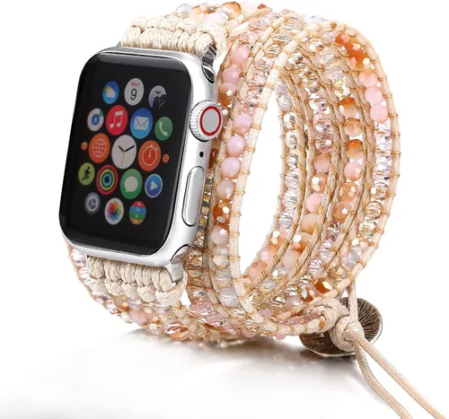 Miniatura 9 de Pulsera bohemia compatible con Apple Watch Band con cuentas para mujeres y hombres de 1.496 pulgadas, 1.575 pulgadas, 1.614 pulgadas, 1.654