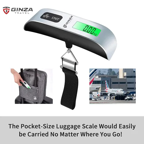 Miniatura 8 de GinzaTravel Báscula electrónica de equipaje de 110 libras de alta precisión para viajes, básculas colgantes digitales de 110.2 lbs