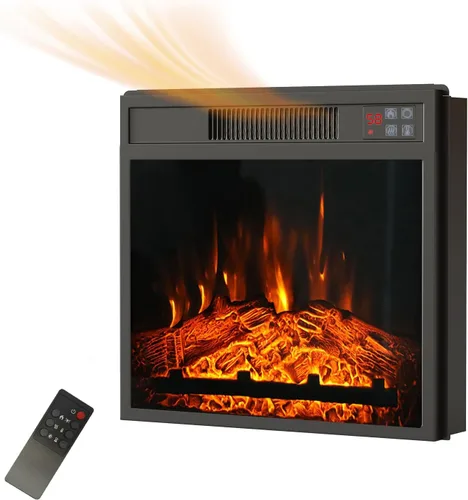 Inserto de chimenea eléctrica de 23 pulgadas, calentador de chimenea empotrado con bajo ruido, control remoto con temporizador, pantalla táctil,