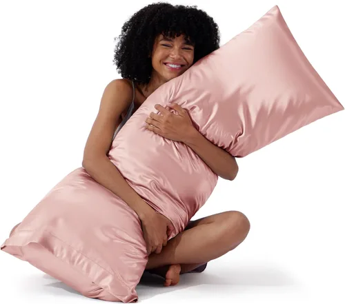 Miniatura 53 de Bedsure Paquete de 2 fundas de almohada de satén similares a las fundas de almohada de seda tamaño estándar, funda de almohada para mujeres que 01