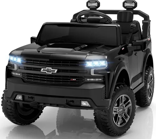 ENYOPRO - Vehículo de 24 V con licencia Chevrolet Silverado LT Trail Boss de 2 plazas para niños, automóvil eléctrico con control remoto, cinturón