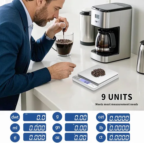 Miniatura 3 de Báscula digital pequeña para alimentos, 17.64 oz por 0.00 oz/0.001 onzas, peso preciso, báscula de cocina multifunción MEIYA para joyas