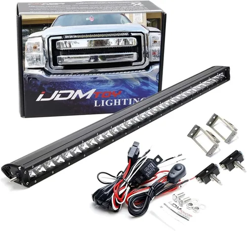 iJDMTOY Kit de barra de luz LED de 30 pulgadas de montaje en rejilla superior compatible con Ford F250 F350 Super Duty 2011-2016, incluye (1) barra