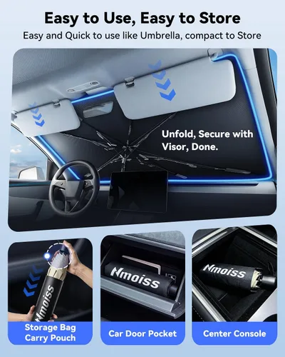 Miniatura 7 de Nmoiss [Escudo térmico con revestimiento de vinilo] Parasol para parabrisas personalizado para Mazda 3, protege el automóvil de los rayos solares