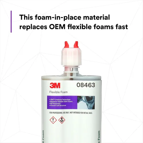 Miniatura 3 de 3M Espuma Flexible 08463, Uretano, Resistencia a la Humedad, Rápida, Amortiguación de Sonido, Cartucho de 200 mL, Fábrica