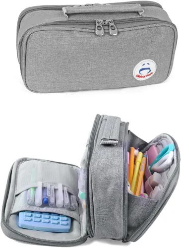 Miniatura 8 de Estuche para lápices, bolsa con asa grande, organizador de escritorio de gran capacidad, caja de marcadores de almacenamiento, maquillaje