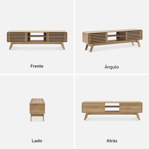 Miniatura 8 de mopio Ensley Soporte de TV, moderno de mediados de siglo para TV de 55/60/65 pulgadas, soporte de TV estilo campestre, centro de entretenimiento