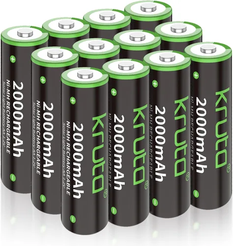 NiMH - Baterías AA recargables, 2000 mAh, 1.2 V, NiMH de alta capacidad, doble AA para luces solares al aire libre, recarga hasta 1200 veces,