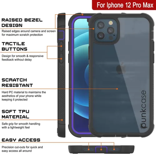 Miniatura 3 de PunkCase Funda [Serie Spartan] Funda transparente resistente con protector de pantalla integrado, protección de cuerpo completo ultra delgada 360
